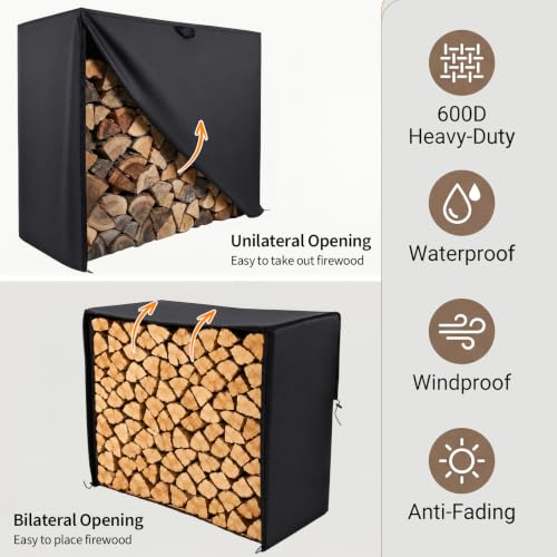 4ft Heavy Duty Firewood Rack Cover 600D Oxford Firewood Cover - Image 6