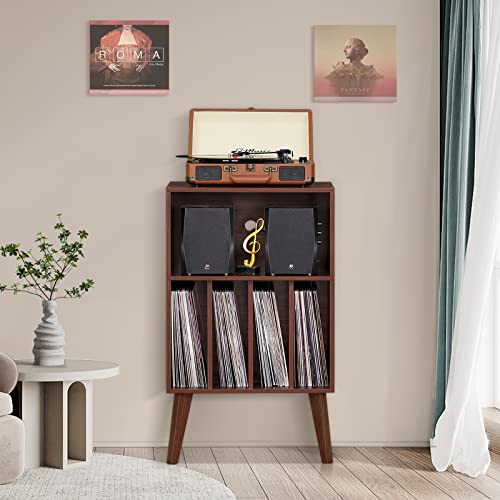 Lerliuo Record Player Stand, Walnut Turntable Stand Holds up - Image 5