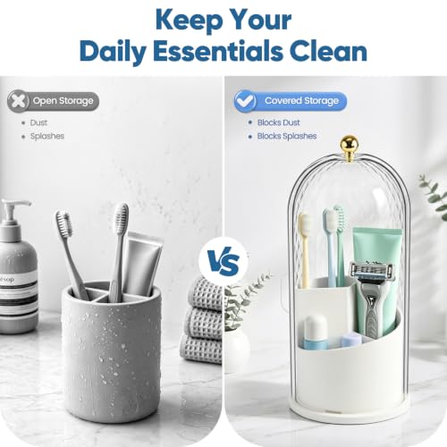Toothbrush Holder with Cover, 3-Slot Rotating Bathro | All Products - Image 3