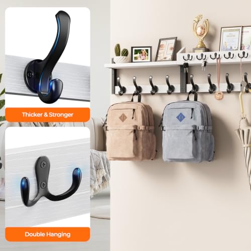 Evermagin 35" Coat Rack Wall Mount with Shelf for Entryway, White - Image 7