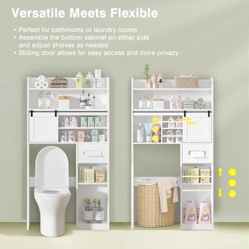 VECELO Over The Toilet Storage Cabinet with Sliding Doors - Image 6