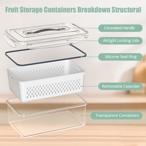 Anysig 5 Pack Fridge Fruit Storage Containers with Colander & - Image 5