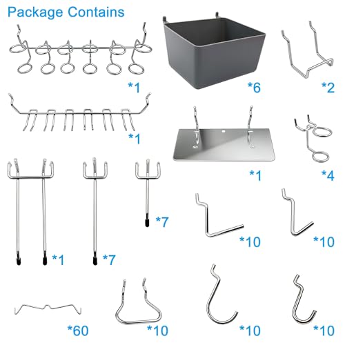 FRIMOONY Pegboard Hooks Assortment with Pegboard Bins, Peg Locks - Image 5