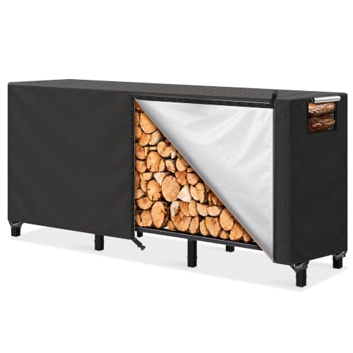 8FT Waterproof Firewood Rack Cover with Vent & Adhesive - Image 2