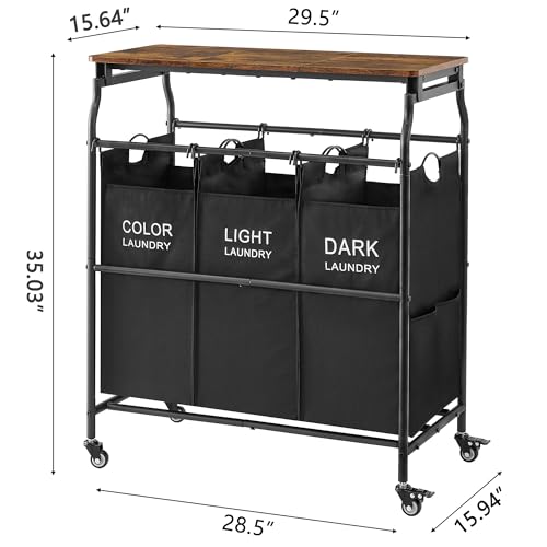 Hoctieon 3 Section Laundry Sorter with Ironing Board - Image 4