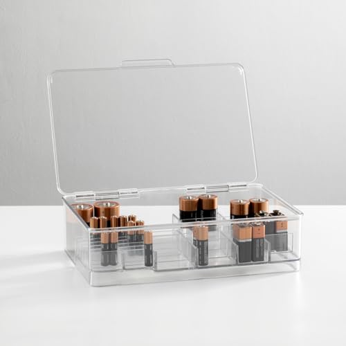 mDesign Plastic Large Stackable Divided Battery Storage - Image 3