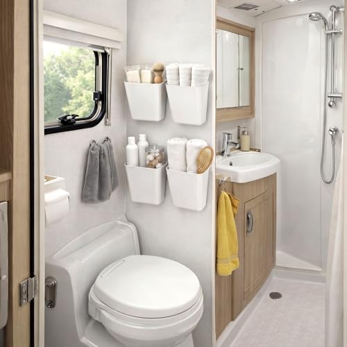 6 Pcs RV Cabinet Storage Box Self Adhesive Wall Mounted Organizer - Image 5