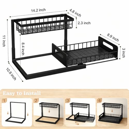Upgraded Under Sink Organizer, 2 Tier Pull Out Kitchen Cabinet - Image 6