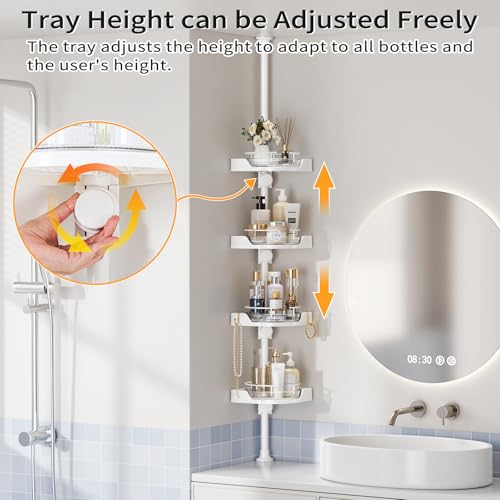 shuang qing 360° Rotating Corner Shower Caddy Tension Pole - Image 5