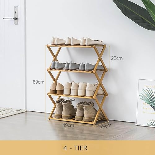 4 Tier Bamboo Shoe Rack,Portable Folding Shoe Storag | All Products - Image 3