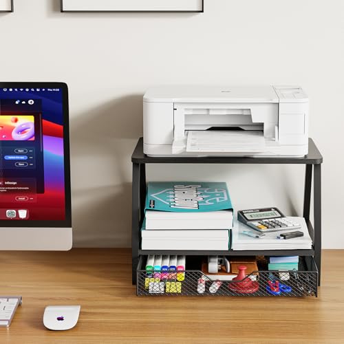 2-Tier Printer Stand with Storage, Desktop Organizer - Image 3