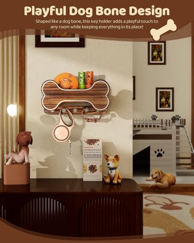 MTERSN Dog Leash Holder for Wall with Key Hooks for Dog - Image 3