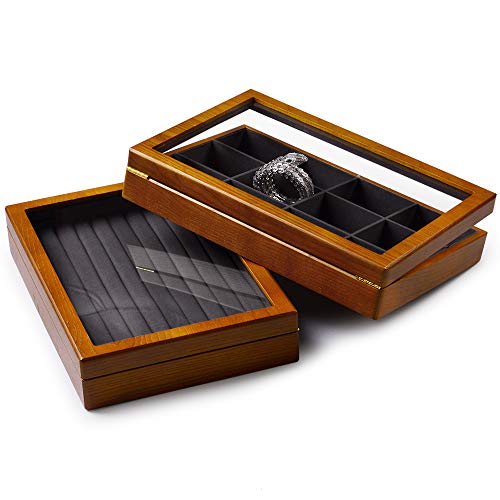 Oirlv 12 Grids Vintage Solid Wood Jewelry Box Microf | Jewelry Organiz - Image 4