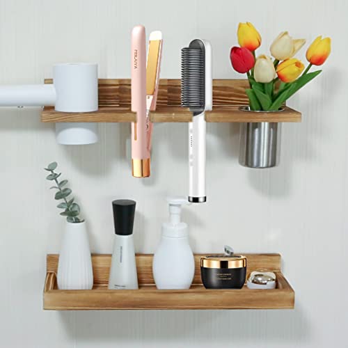 MRPAPA Hair Tool Organizer Wall Mount 2 Layer Wooden Blow - Image 5