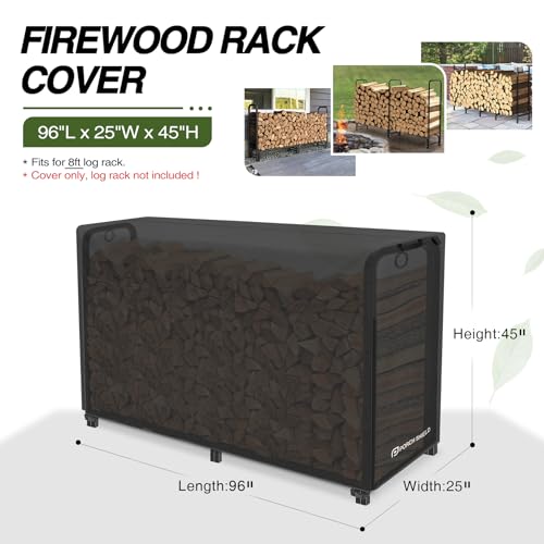 Porch Shield 8ft Waterproof Firewood Rack Cover (Cover Only) - Image 4