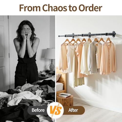 Luxspire 41" Extendable Wall Mount Clothes Rack | Home Organization - Image 5