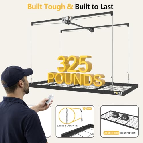 FERO Motorized Overhead Garage Storage Rack with Remote - Image 5