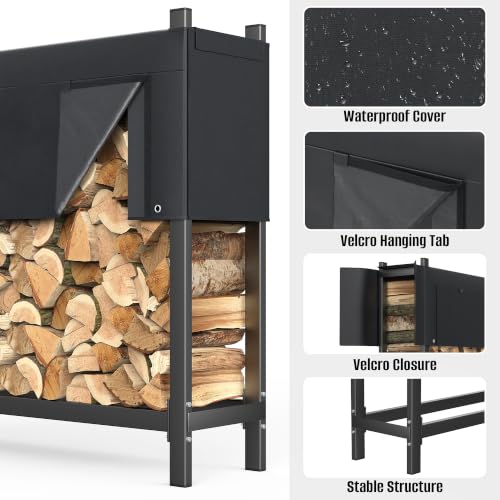 TORACK Heavy Duty 96 in/8 ft Firewood Rack with 600D Cover - Image 5
