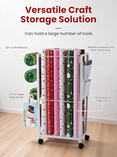 Wrapping Paper Storage Cart Gift Wrapping Ribbon | Home Organization - Image 6