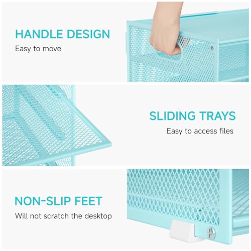 Lavatino 3-Tier Letter Tray Desk Organizer, Mesh Metal Paper File - Image 5