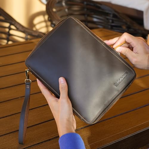 Polare Full Grain Leather Travel Cable Organizer Case Electronics - Image 3