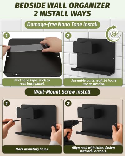 Bedside Wall Organizer, Metal Floating Bedside Shelf | All Products - Image 4