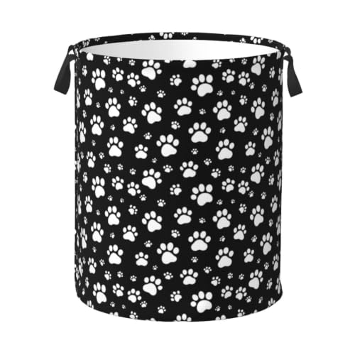 Dog Paws Black Laundry Hamper Bag With Waterproof Liner - Image 2