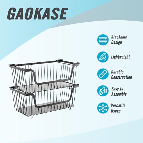 4 Pcs Stackable Wire Baskets Pantry Organizers and Storage - Image 4