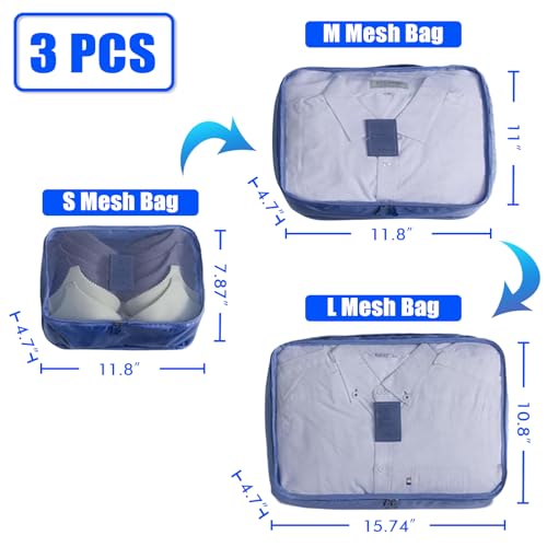 Packing Cubes 3 Set Travel Organizer Bags Mesh Packing - Image 3