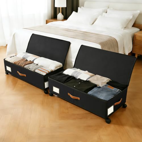 Large Under Bed Storage Containers with Wheels, 2-Pack Underbed - Image 2