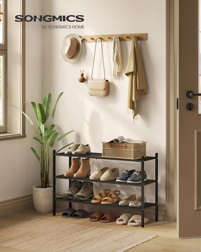 SONGMICS Bamboo Shoe Rack, 3-Tier Stackable Shoe Organizer - Image 3