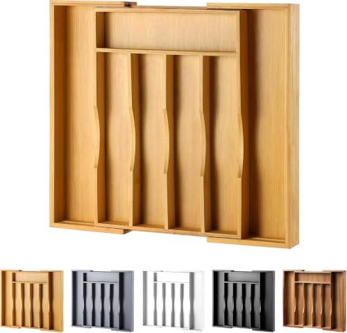 Expandable Bamboo Kitchen Drawer Organizer for Cutlery - Image 2