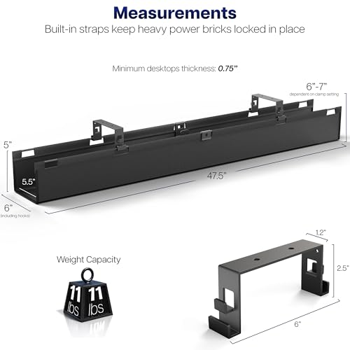 VIVO Black Screw-on 47 in Fabric Cable Management Tray - Image 6