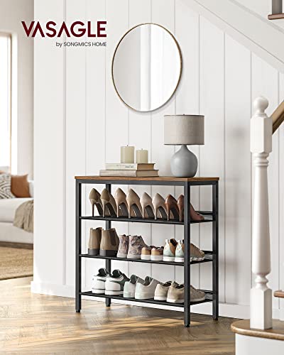 VASAGLE 4-Tier Shoe Rack, Adjustable, Freestanding - Image 3