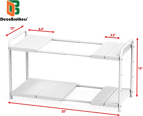 Deco Brothers Under Sink 2 Tier Expandable Shelf Organizer, White - Image 3