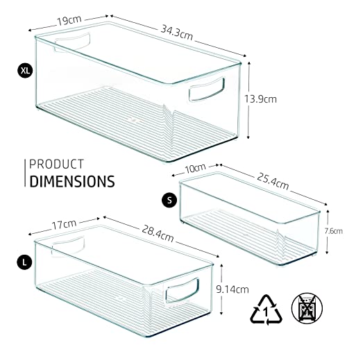 8 PACK Stackable Pantry Organizer Bins (3 Size) - Clear - Image 4