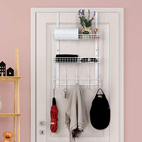 Over the Door Hooks Organizer, Door Hanger with 2 Baskets & 5 - Image 3