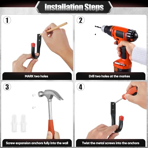 10 Pack Heavy Duty Garage Hooks, 15" & 3.5" Wall Hooks - Image 6