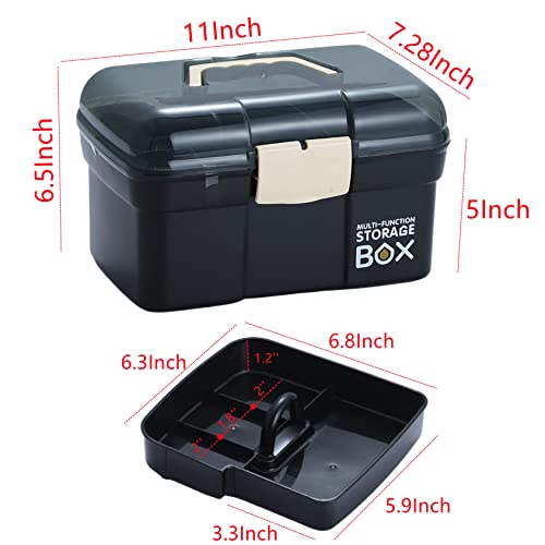 Kinsorcai 11'' Plastic Box Organizer with Removable Tray - Image 3