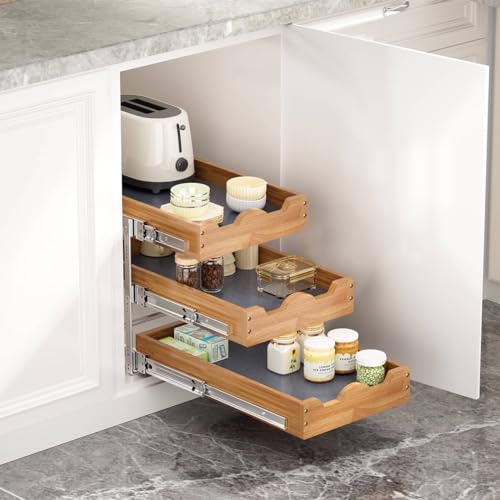OCG Pull Out Drawer 14" W x 21" D, 3 Tier Pull Out Cabinet - Image 3