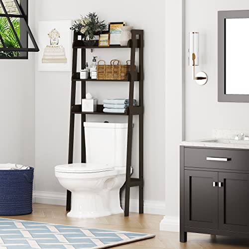 UTEX Behind Toilet Bathroom Organizer, 3-Tier Wood Ladder Shelf - Image 5