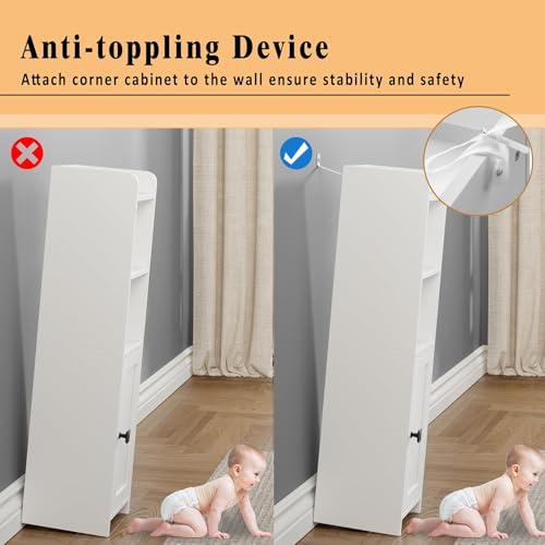 Lomojo Small Bathroom Storage Cabinet Corner, 7.87"Dx7.87"W - Image 6