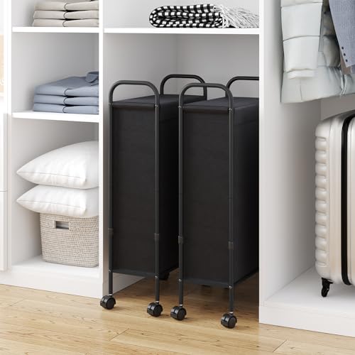 ELYKEN Slim Laundry Hamper with Lid & Wheels, 50L Rolling Laundry - Image 5