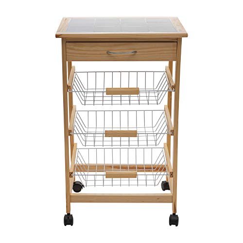 Organize It All Mobile Kitchen Utility Cart with Wire Drawers - Image 3