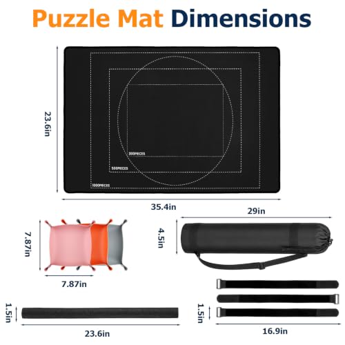 Jigsaw Puzzle Mat Roll Up 1000 Pieces, Saver Pad with 6 - Image 3