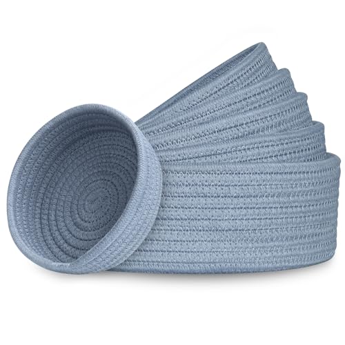 Small Shelf Storage Baskets for Organizing, 6 Pack Round Cotton - Image 2