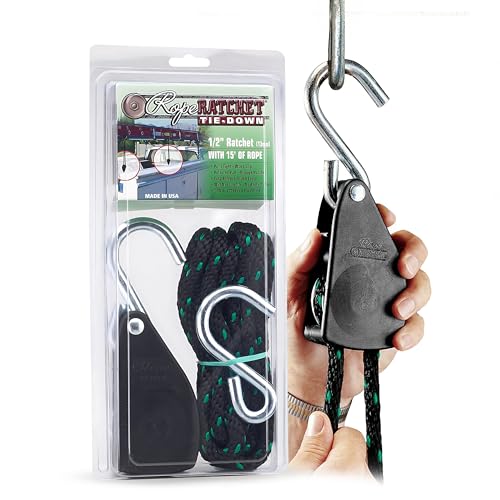 Rope Ratchet 1/2 Self Locking Pulley Hoist - 15' Garage - Image 2