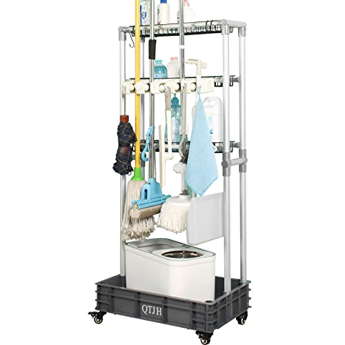 Storage Shelf Broom mop Holder Hold Your Cleaning Supplies - Image 2