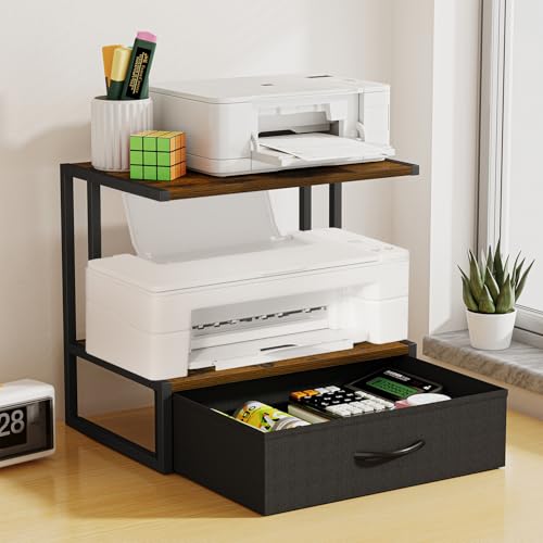 Printer Stand with Storage for Desk, with Fabric Drawer - Image 4