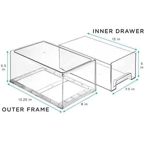 Sorbus Large Clear Stackable Storage Drawers, Plastic Storage - Image 3